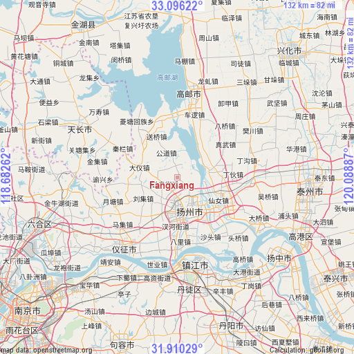 Fangxiang on map