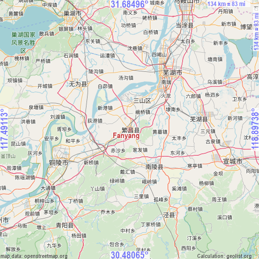 Fanyang on map