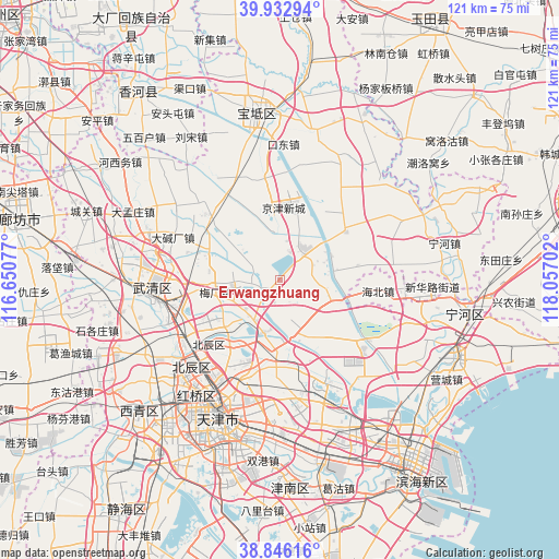 Erwangzhuang on map