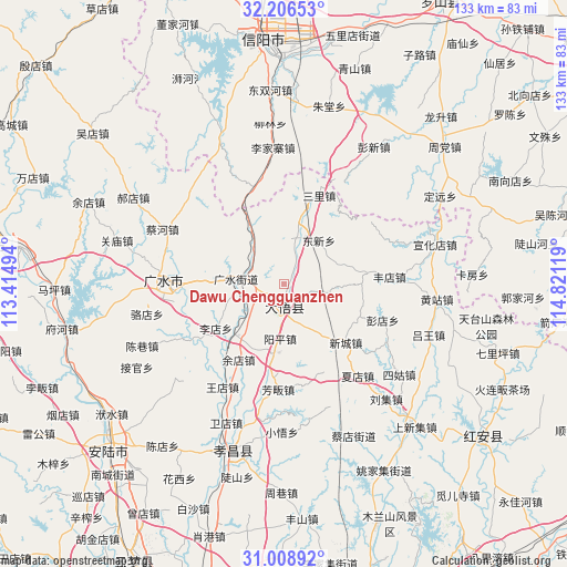 Dawu Chengguanzhen on map