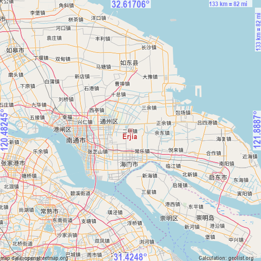 Erjia on map