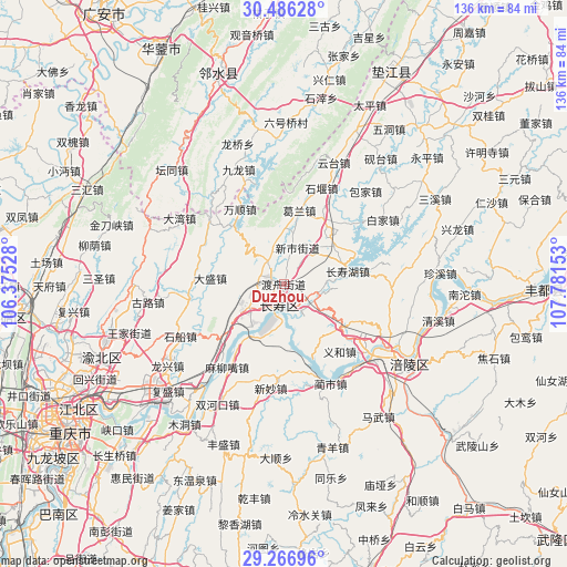 Duzhou on map