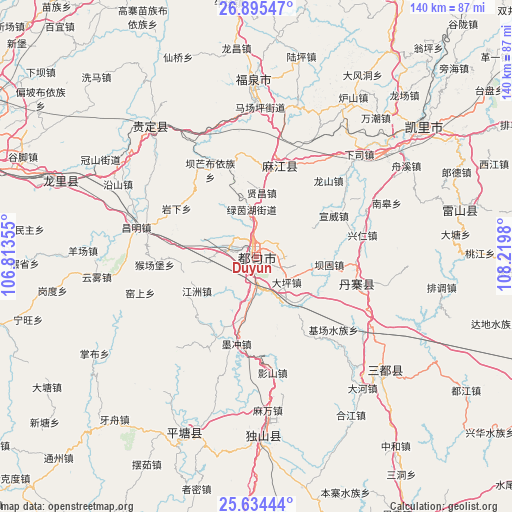 Duyun on map