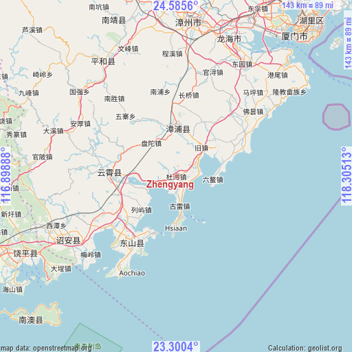 Zhengyang on map