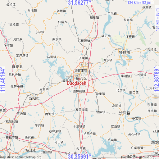 Duodaoshi on map