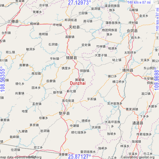 Dunzhai on map