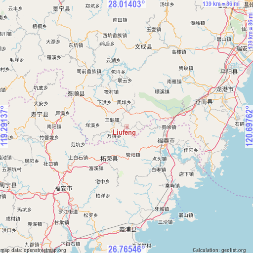 Liufeng on map