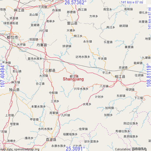 Shangjiang on map