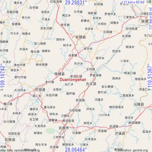 Duanlongshan on map