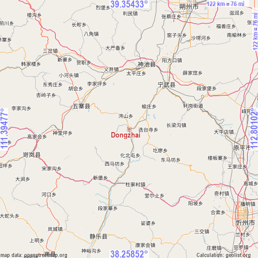 Dongzhai on map