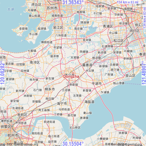 Dongzha on map