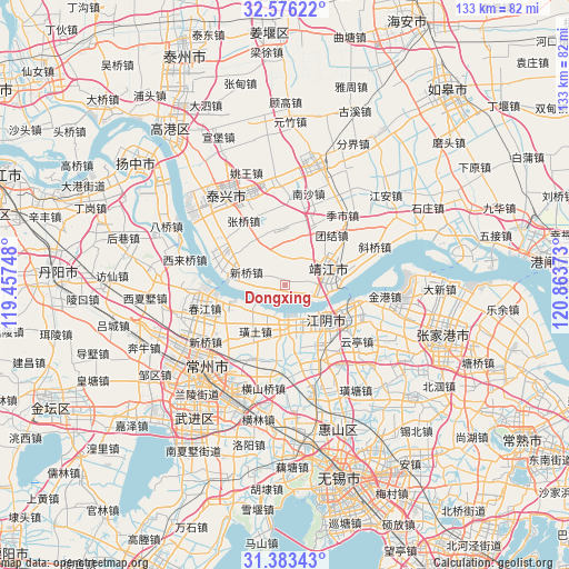 Dongxing on map