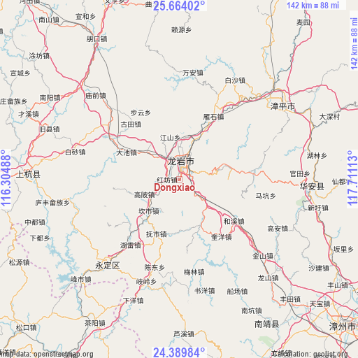 Dongxiao on map