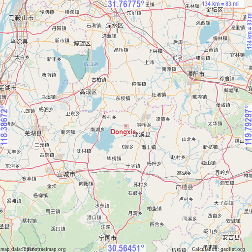 Dongxia on map