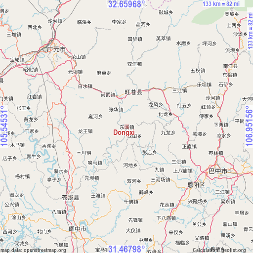 Dongxi on map