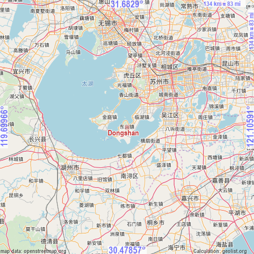 Dongshan on map