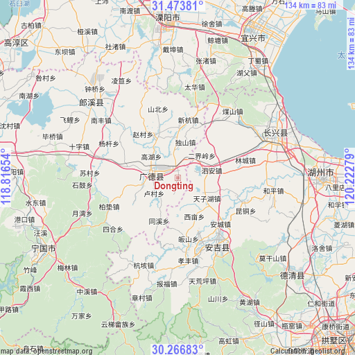 Dongting on map