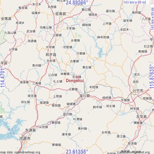 Dongshui on map