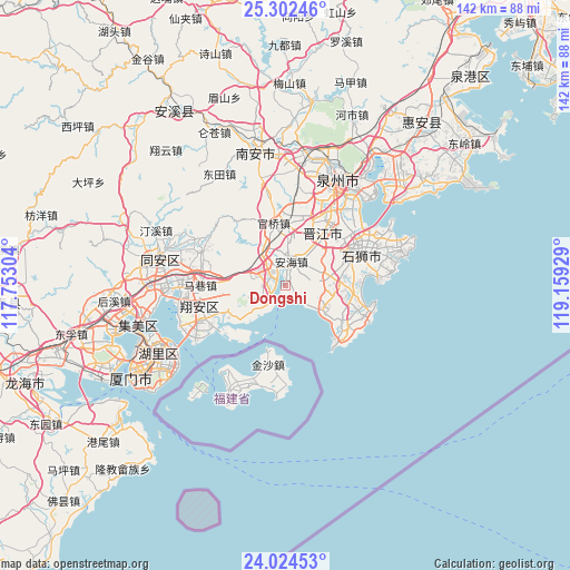 Dongshi on map