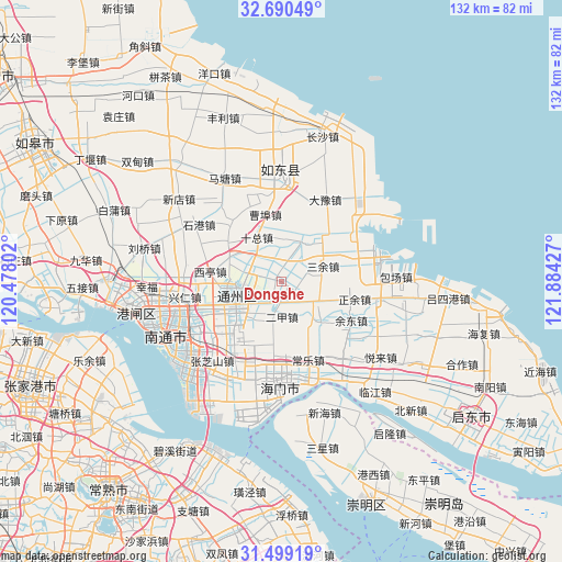Dongshe on map