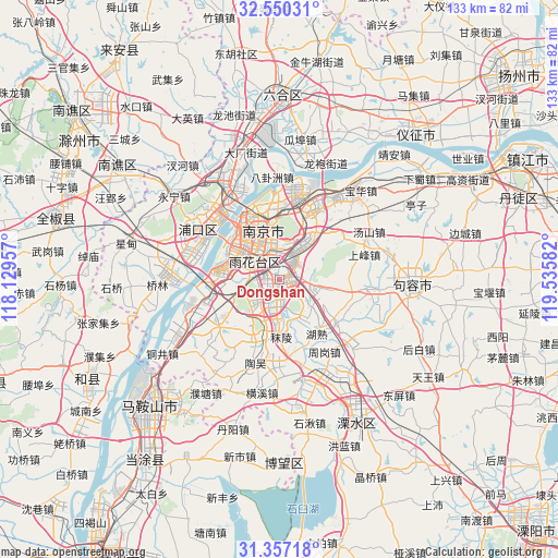 Dongshan on map