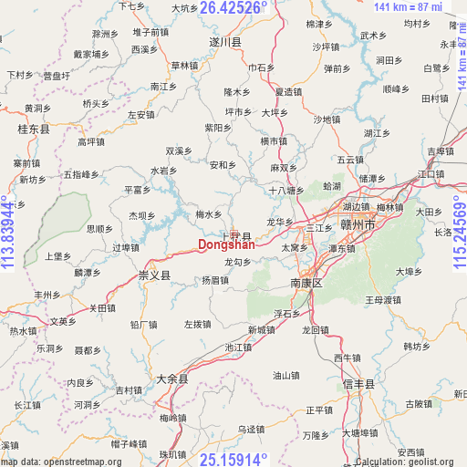 Dongshan on map