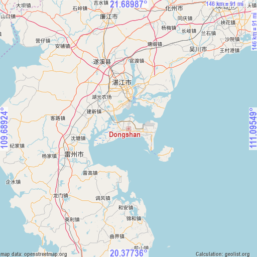 Dongshan on map