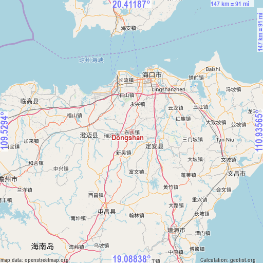 Dongshan on map