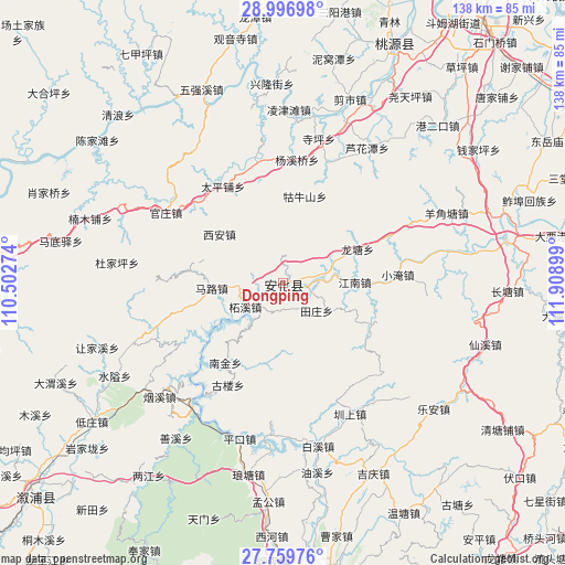 Dongping on map