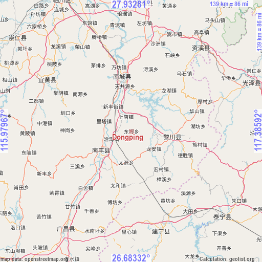 Dongping on map