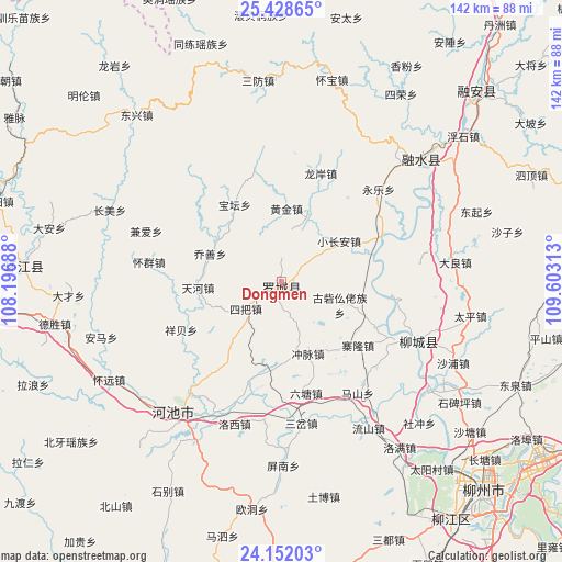 Dongmen on map