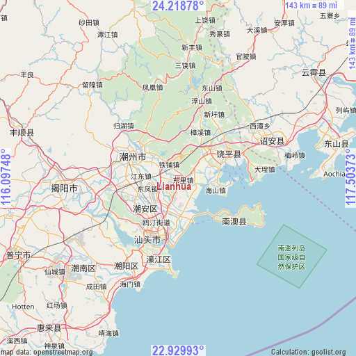 Lianhua on map