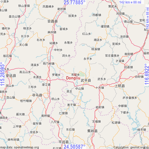 Dongliu on map