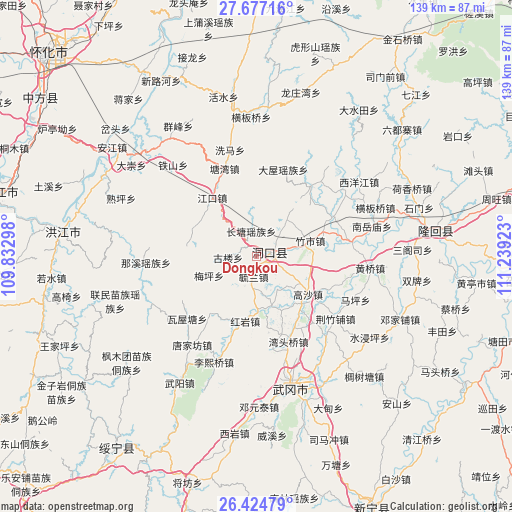 Dongkou on map