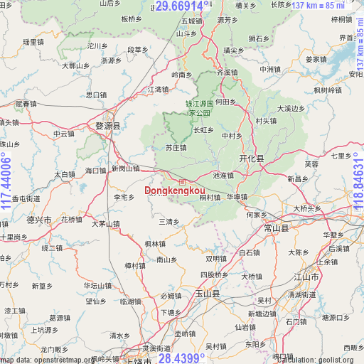 Dongkengkou on map