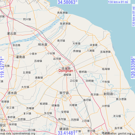 Dongkan on map