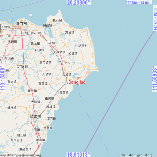 Dongjiao on map