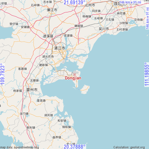 Dongjian on map