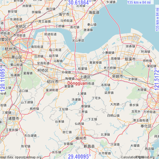 Dongguan on map