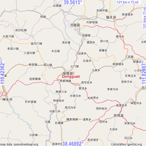 Dongguan on map