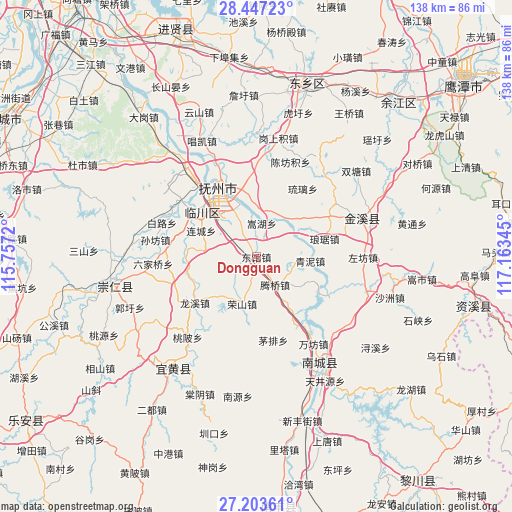 Dongguan on map