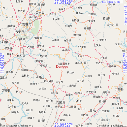 Donggu on map