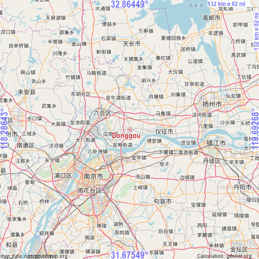 Donggou on map