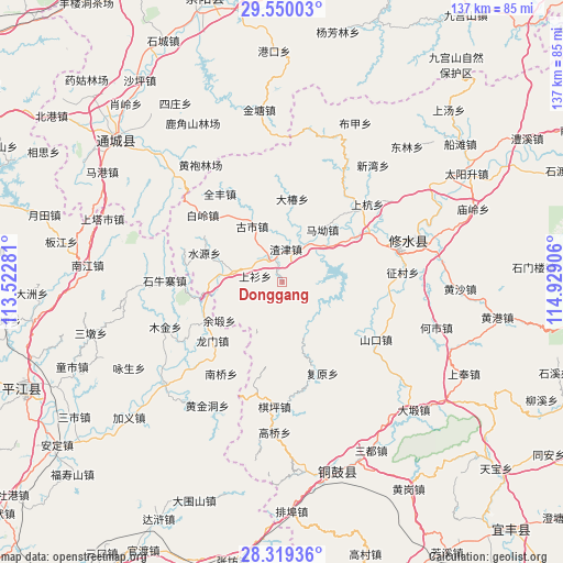 Donggang on map