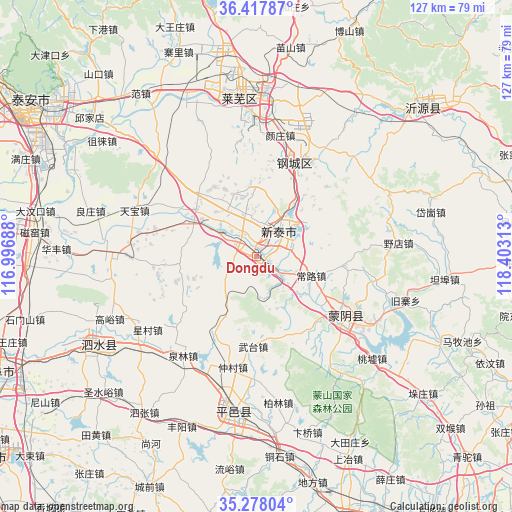 Dongdu on map