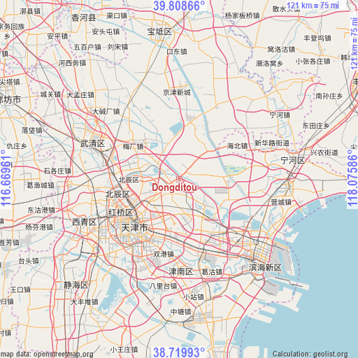 Dongditou on map