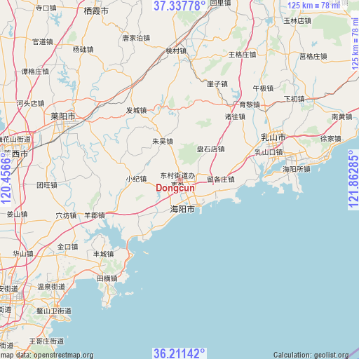 Dongcun on map