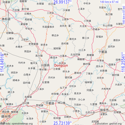 Dongcun on map