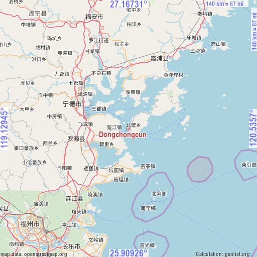 Dongchongcun on map