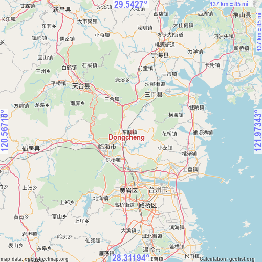 Dongcheng on map